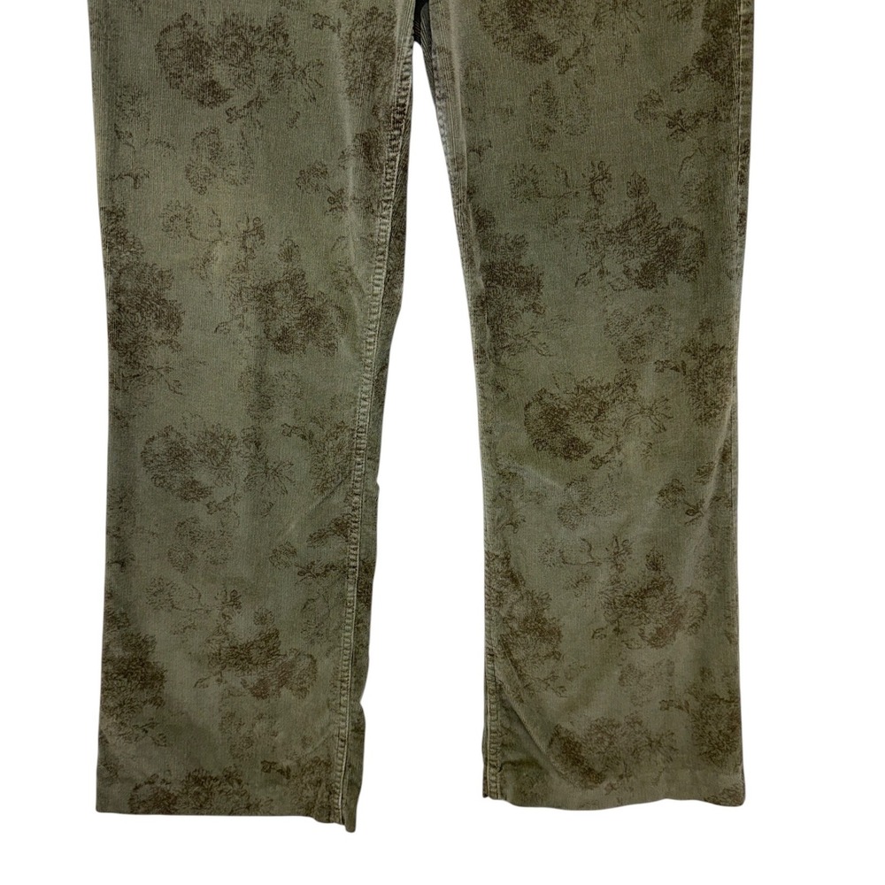 J. Jill Womens Olive Green Floral Corduroy Stretch Straight Leg Pants‎ Size 8 - Picture 4 of 9